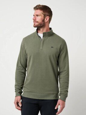 NWT Travis Mathew Cloud Quarter Zip 2.0 soft fleece pullover green travismathew